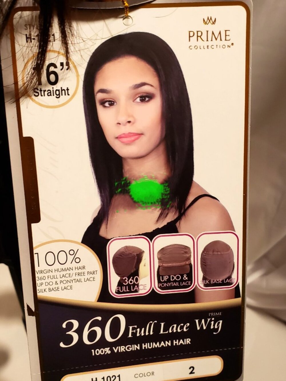 NWT Prime Collection 360 Full Lace Wig 16” Straight Virgin Human Hair Color 2